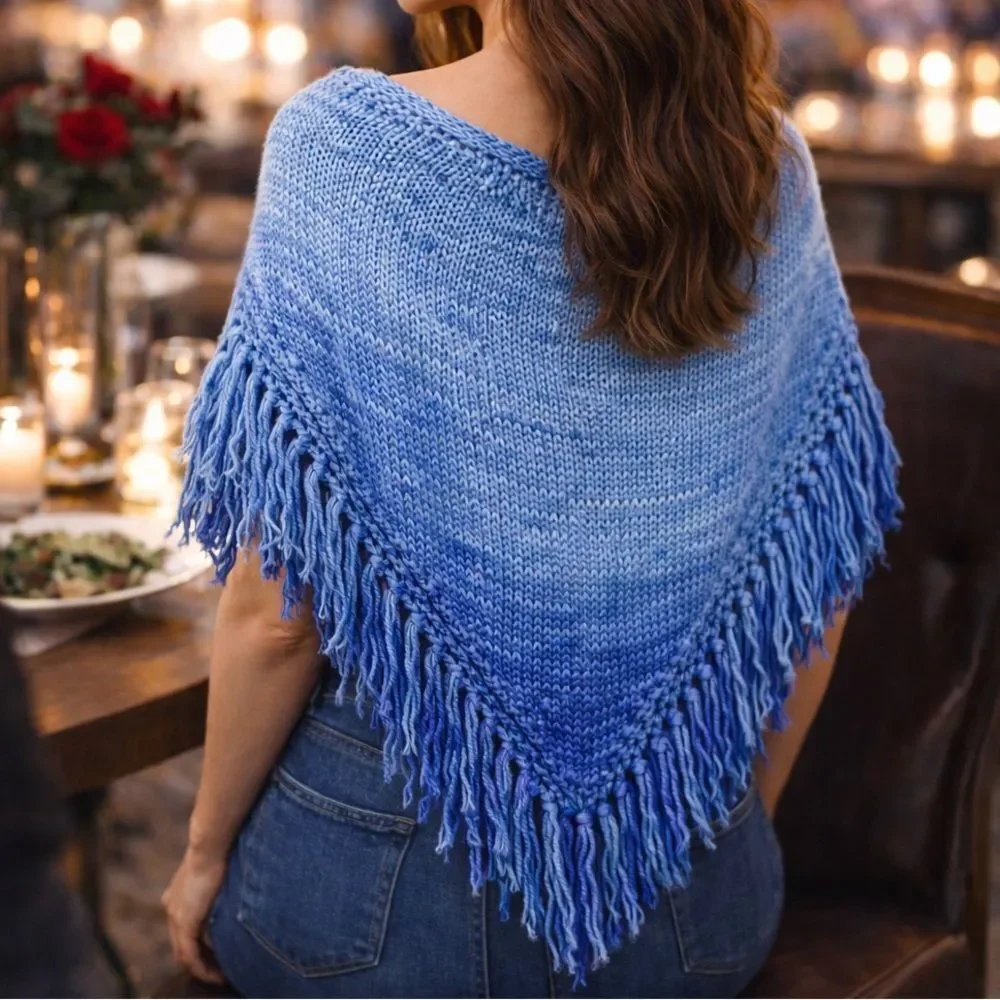 HAND CRAFTED Chunky Scarf Shawl fringe denim wool cotton mohair cashmere silk
